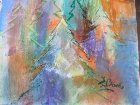 kerstkaart  in pastelkrijt 2017